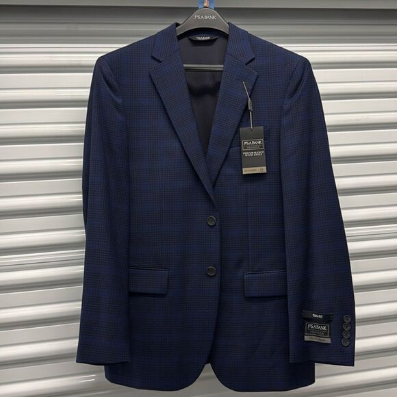 Jos A Bank Mens Size 40R Blazer Madras Patchwork Blue Plaid Sport Coat Jacket